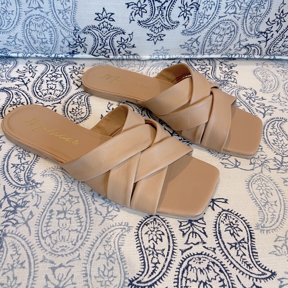 Natural Woven Slide Sandals Matisse Leather Pressure Size 7M Neutral Comfort - Picture 12 of 14